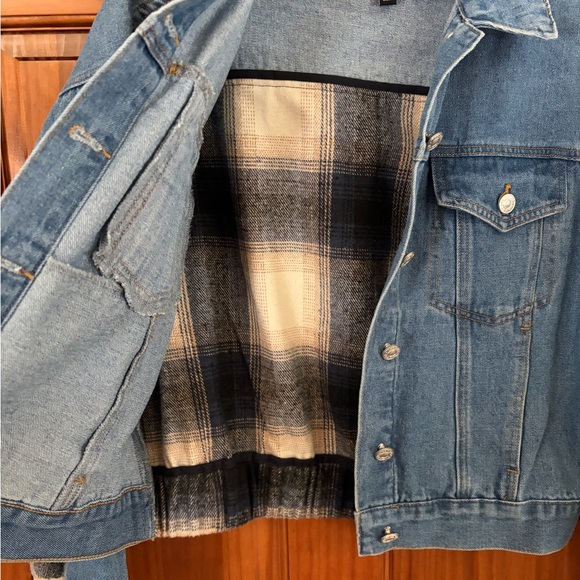 BBJ Denim Jacket with Plaid back/Sleeves - Picture 4 of 7